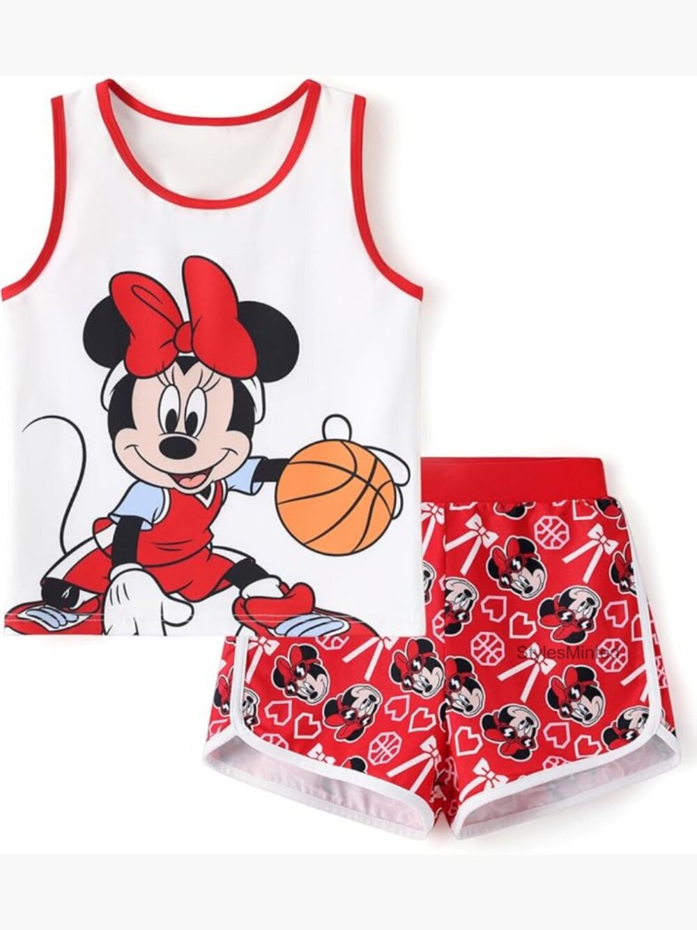 Girls Minnie Mouse Tank Top & Dolphin Shorts 2-Piece Set